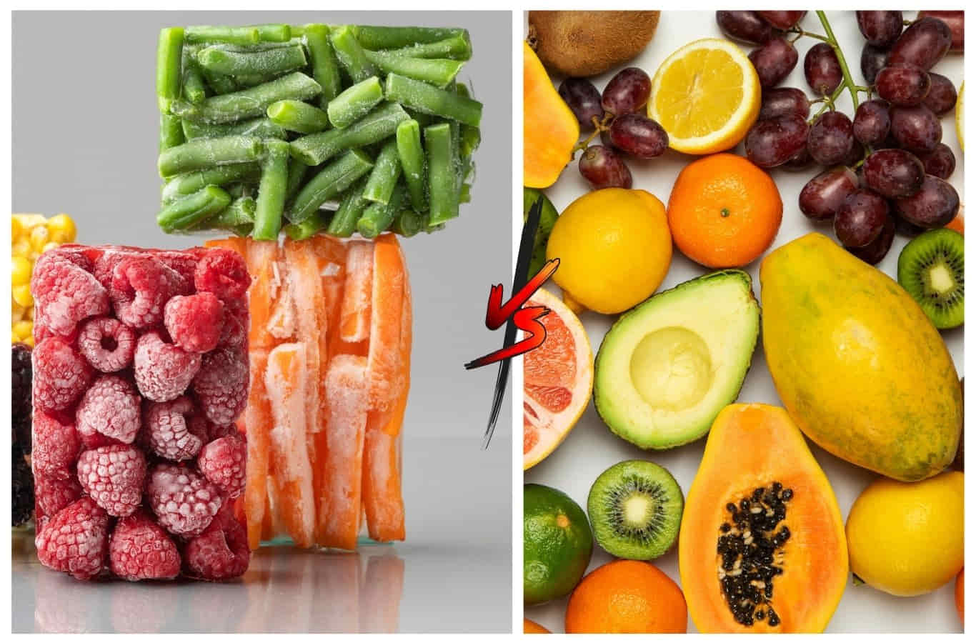 so sánh trái cây đông lạnh và trái cây tươi