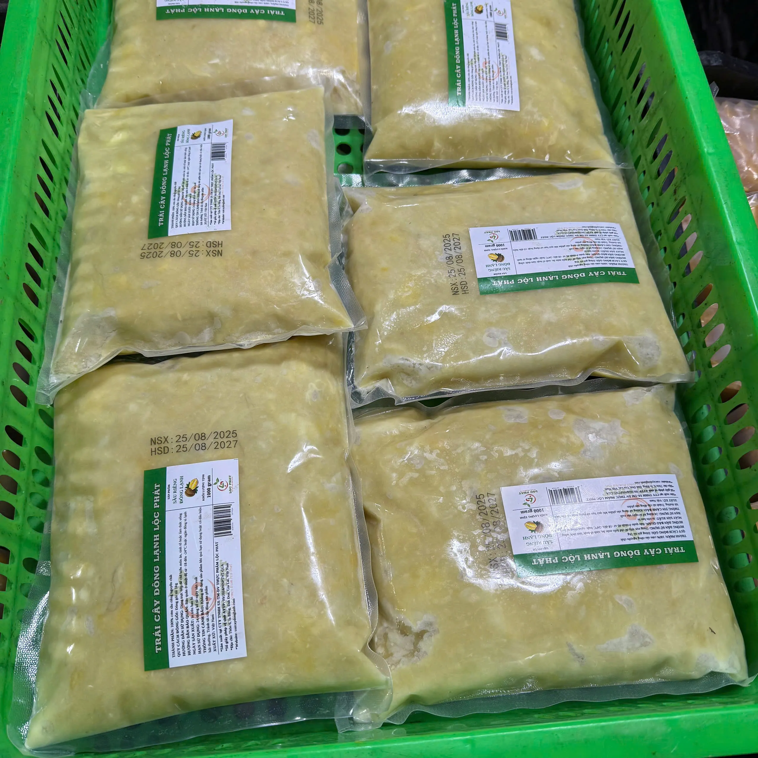Sầu Riêng Đông Lạnh 1kg Sầu riêng cấp đông Lộc Phát đóng túi 1kg